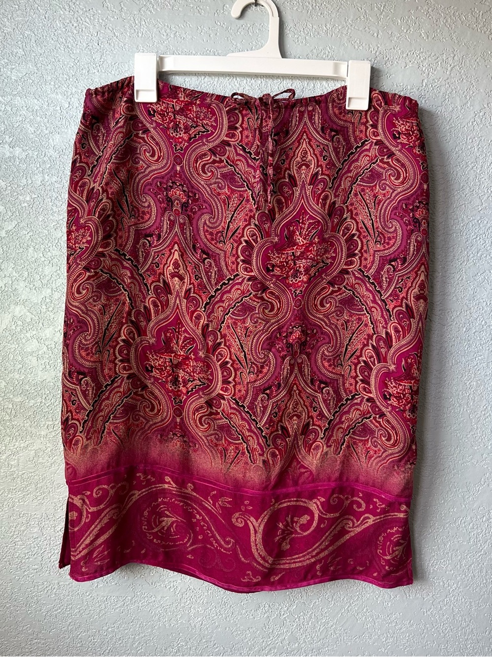 Vintage Y2K Valerie Stevens Pure Silk Paisley Midi Skirt Boho M